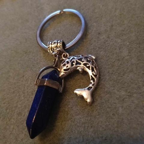 Blue Sandstone Dolphin Keychain