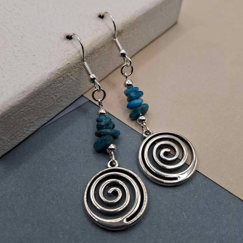 Apatite Chip Swirl Earrings