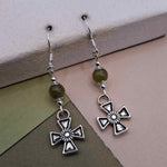 Green Jade Cross Earrings