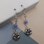 Blue Lace Agate Flower Earrings
