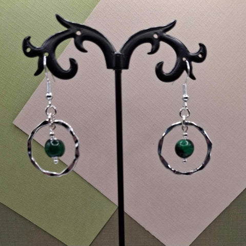 Green Tigers Eye Hoop Earrings