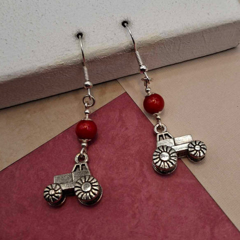 Coral Tractor Earrings