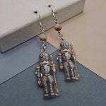 Blue Water Imperial Jasper Nutcracker Holiday Earrings