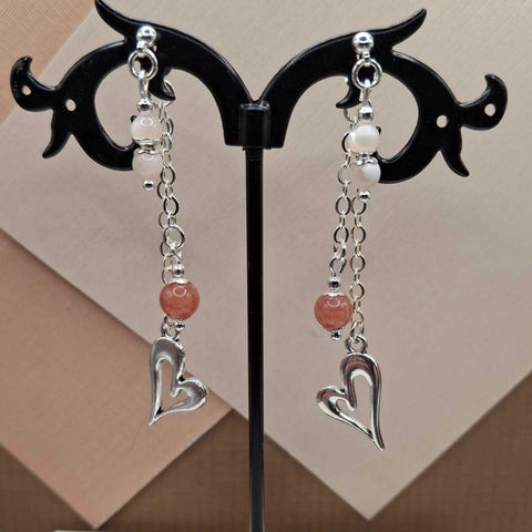 Sunstone Hollow Heart Mullet Earrings