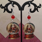 Red Agate Snowglobe Holiday Earrings