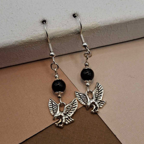 Onyx Eagle Earrings