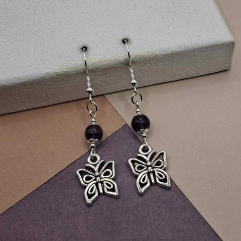 Amethyst Butterfly Earrings