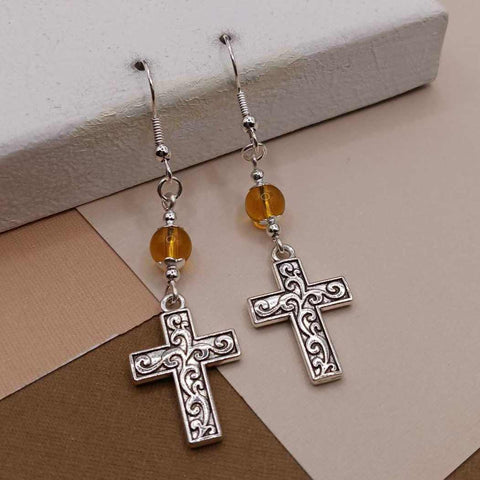 Amber Cross Earrings for St Judes