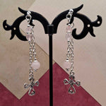 Rose Quartz Cross Mullet Earrings