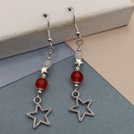 Red Jade & Chalcedony Patriotic Star Earrings