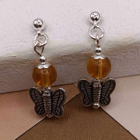 Amber Butterfly Short Earrings for St Judes