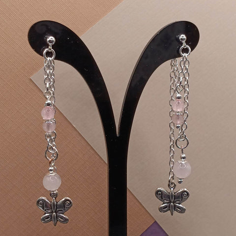 Rose Quartz Butterfly Mullet 3.0 Earrings