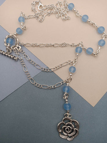 Blue Chalcedony 3 tier Flower Necklace
