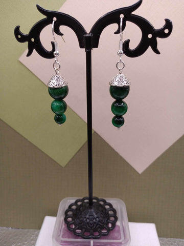 Green Tigers Eye Tier Earrings