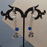 Blue Agate & Mother of Pearl Bells Holiday Mullet Earrings