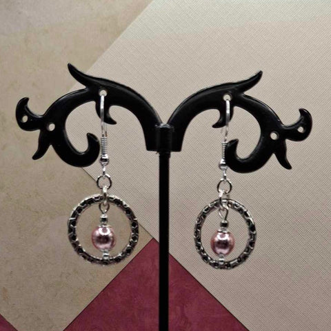 Pink Hematite Hoop Earrings