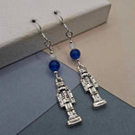 Blue Agate & Mother of Pearl Nutcracker Holiday Earrings