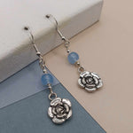Blue Chalcedony Flower Earrings
