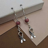 Rhodochrosite Breast Cancer Earrings