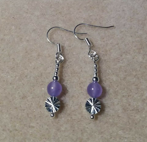 Purple Chalcedony w/ Faceted Discs Earrings