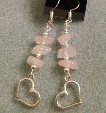 Rose Quartz Heart Dangle Earrings
