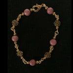 Rosemont Gold Plated Bracelet w/ Rhodochrosite and Roses