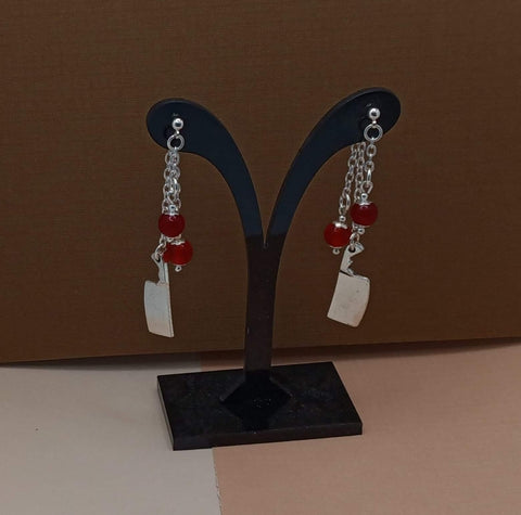 Red Jade Halloween Mullet Earrings w/ Clever Charm