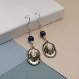 Blue Tigers Eye Cowboy Hat Earrings