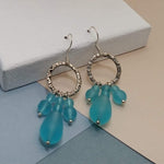 Blue Sea Glass Chandelier Earrings