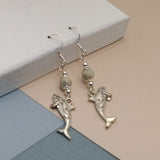 Blue Water Imperial Jasper Shark Earrings