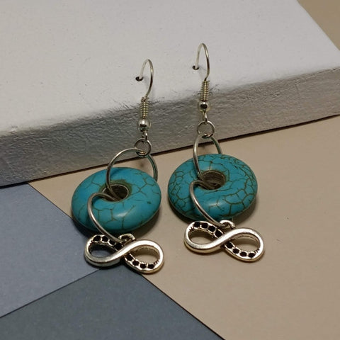 Turquoise Amazonite Infinity Earrings