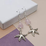 Pink Sea Glass Starfish Earrings