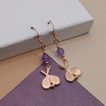 Purple Chalcedony Rose Gold Tennis Racquet Earrings