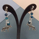 Teal Tigers Eye German Shepperd Mullet Earrings
