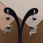 Purple Tigers Eye Daschund Mullet Earrings