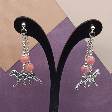 Pink Quartzite Dalmatian Mullet Earrings