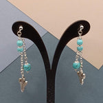 Blue Turquoise Cactus Mullet Earrings