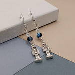 Blue/Black Faceted Agate and Mother of Pearl Nutcracker Holiday Earrings