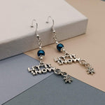 Blue Hematite Let it Snow Holiday Earrings