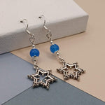 Blue Agate Star of David Holiday Earrings