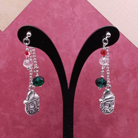Ruby, Emerald and Clear Crystals Santa Holiday Mullet Earrings