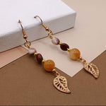 Mookaite Gold Plated Leaf Earrings