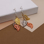 Tri-color Metal Leaf Earrings