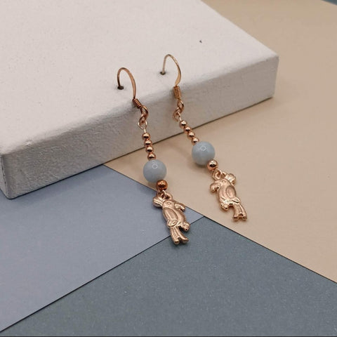 Aquamarine Rose Gold Plated Parrot Earrings