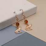 Peacock Agate Rose Gold Plated Coyote Earrings