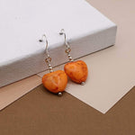 Orange Jade Heart Earrings