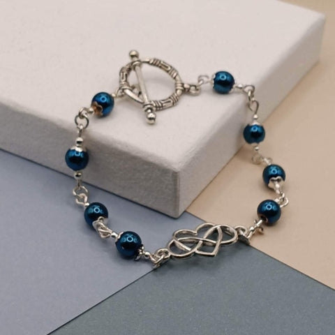 Blue Hematite Love Infinity Bracelet