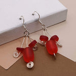 Red Multi Strand Sea Glass earrings