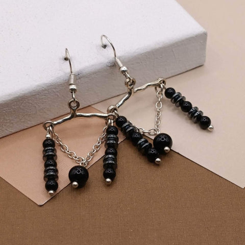 Onyx & Hematite Chandelier Earrings