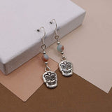 Blue Water Imperial Jasper Sugar Skull Earrings